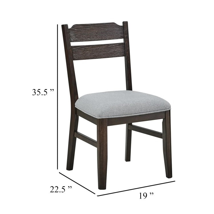 Hiun Dining Chair Set Of 2, Dove Gray Seat, Oak Brown Wood Frame