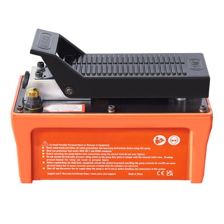 Air Hydraulic Pump, 10,000 Psi 1 2 Gal Reservoir, Npt 3 8" Oil Outlet, Npt 1 4" Inlet, 6.6 Ft Pipe, Foot Actuated Hydraulic Pump Air Treadle For Auto Body Frame Machines And Pulling Post, Orange