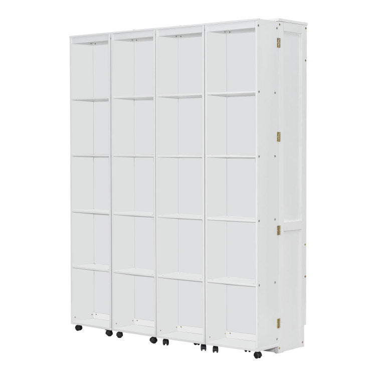 Queen Murphy Bed Wall Bed With Storage Doors, White