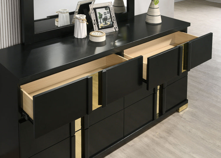 Attractive Beautiful Nightstand Bedroom Furniture Black And Gold Finish Bracketed Metal Legs 1Pc Bedside Table