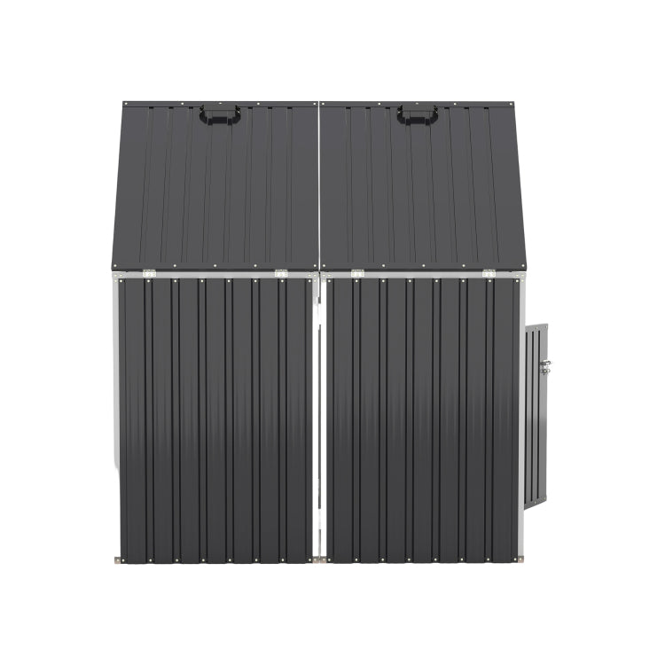 Garbage Bin Shed Stores 2 Trash Cans Metal Outdoor Bin Shed For Garbage Storage,54 Cubic Feet Of Space,Stainless Galvanized Steel, Bin Shed For Garden Yard Lawn,Grey