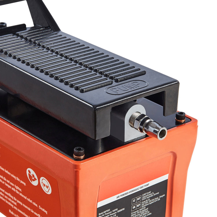 Air Hydraulic Pump, 10,000 Psi 1 2 Gal Reservoir, Npt 3 8" Oil Outlet, Npt 1 4" Inlet, 6.6 Ft Pipe, Foot Actuated Hydraulic Pump Air Treadle For Auto Body Frame Machines And Pulling Post, Orange