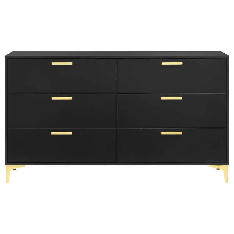 Lexie Black And Gold 6 Drawer Rectangular Dresser