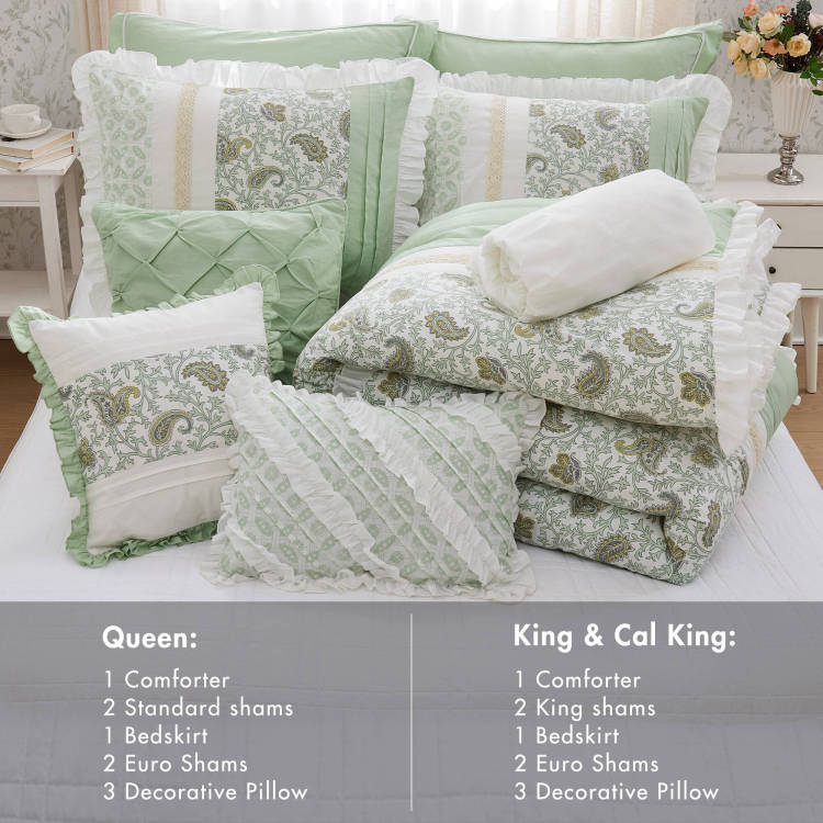 9 Piece Cotton Percale Comforter Set Queen