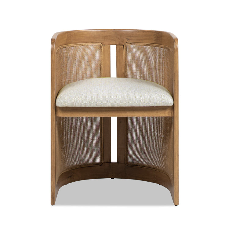 Lilith 20.5" Curved Rattan Upholstered Dining Chair, White Pepper Stain Resistant High Performance Polyester