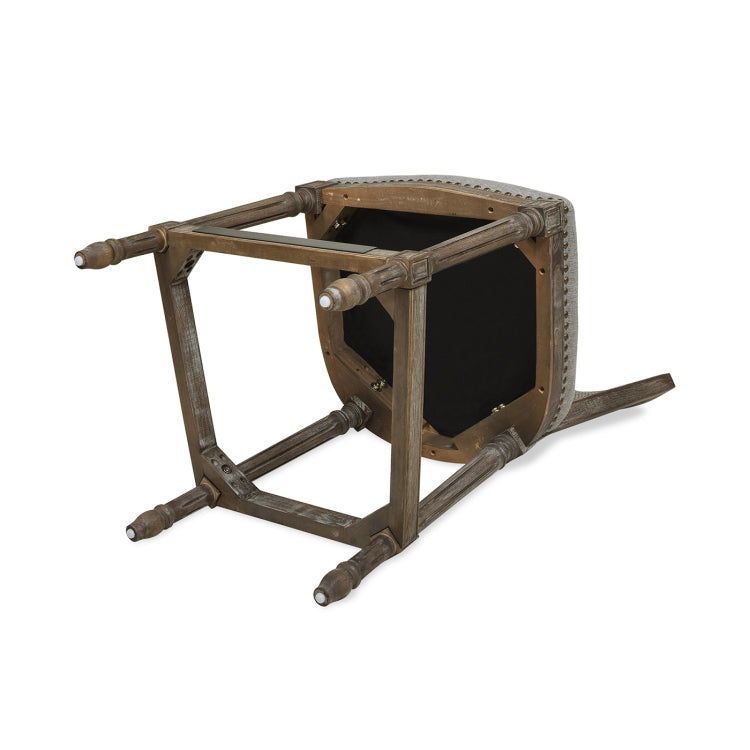 Triomphe Rattan Wicker High Back Armless Counter Bar Stool, Heathered Grey Linen