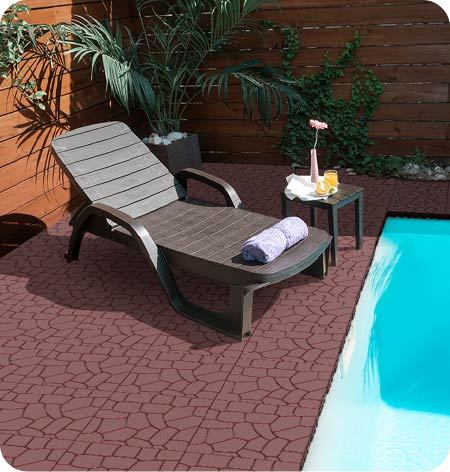 Stone Texture 12" Patio Deck Tiles, Diy Module Interlocking Decking Tiles Floor Tile,Easy And Quick Installation Court Tiles For Porch Poolside Balcony Backyard 44Pcs, Brown
