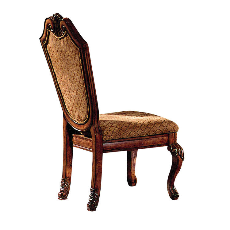 Chateau Fabric & Cherry Finish De Ville Side Chair Set Of 2