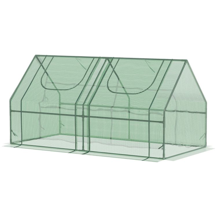 Outsunny 6' X 3' X 3' Portable Greenhouse, Garden Green House With 2 Pe Plastic Covers, Steel Frame And 2 Roll Up Windows, Green