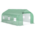 Outsunny 11.5' X 10' X 7' Walk In Greenhouse, Tunnel Green House With Zippered Mesh Door And 6 Mesh Windows, Gardening Plant Hot House With Galvanized Steel Frame, Green