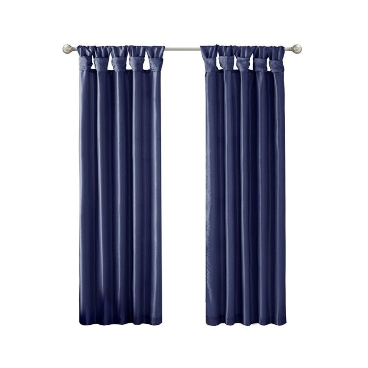 Twist Tab Lined Window Curtain Panel Navy 50X84"