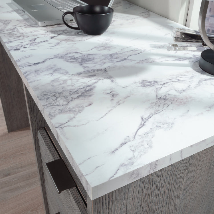 Modern Desk With 2 Spacious Drawers, Medium Gray Finish