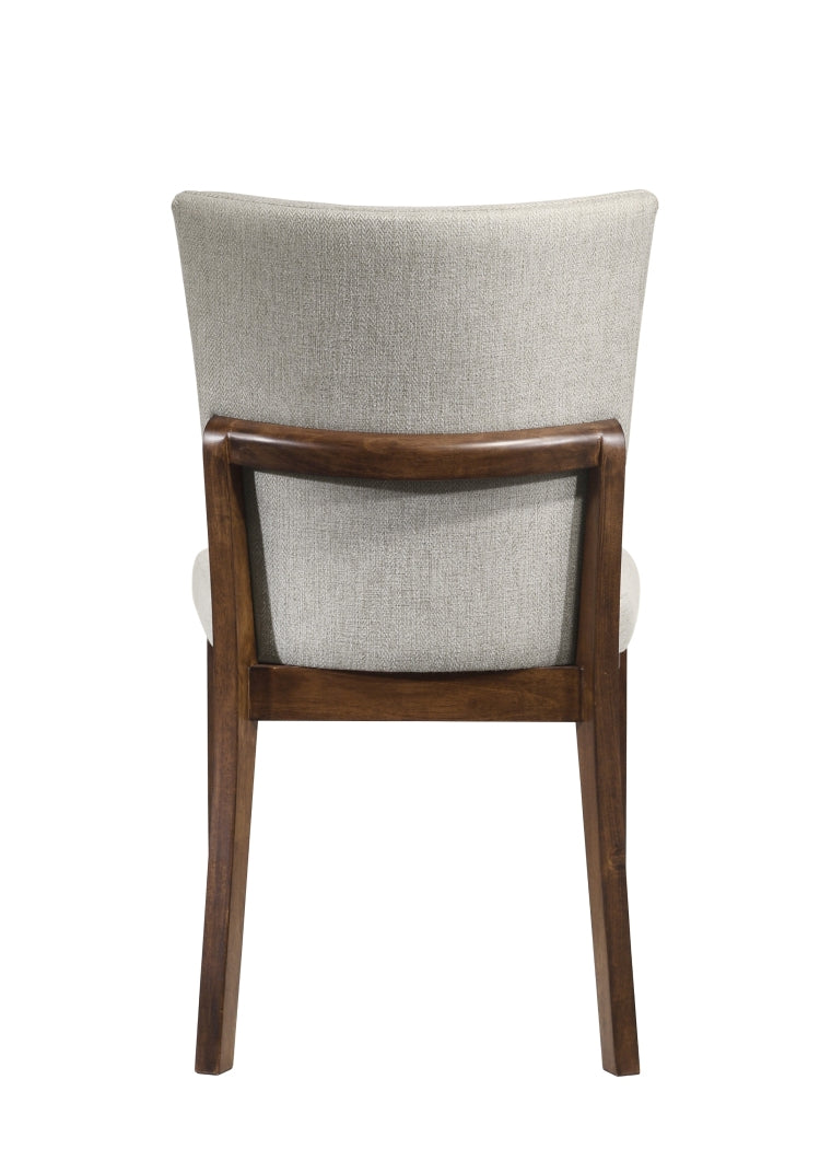 2Pc Mid Century Brown Warm Wood Finish Curved Chairs Upholstered Seat Back Dining Room Wooden Solid Wood Furniture