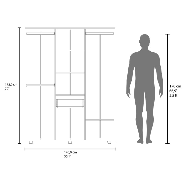 Alamo Lake Armoire Multi Storage With One Drawer, Natural Oak