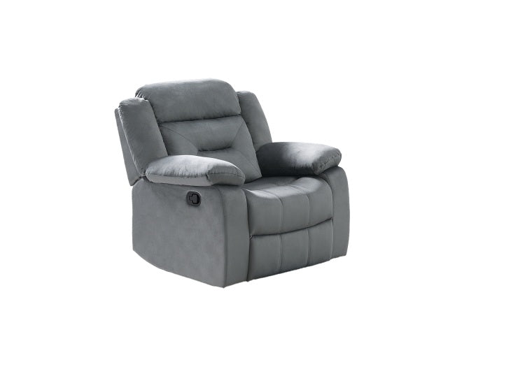 Contemporary Velvet Dark Gray Color 1Pc Motion Recliner Chair Couch Manual Motion Plush Armrest Living Room Furniture Chair