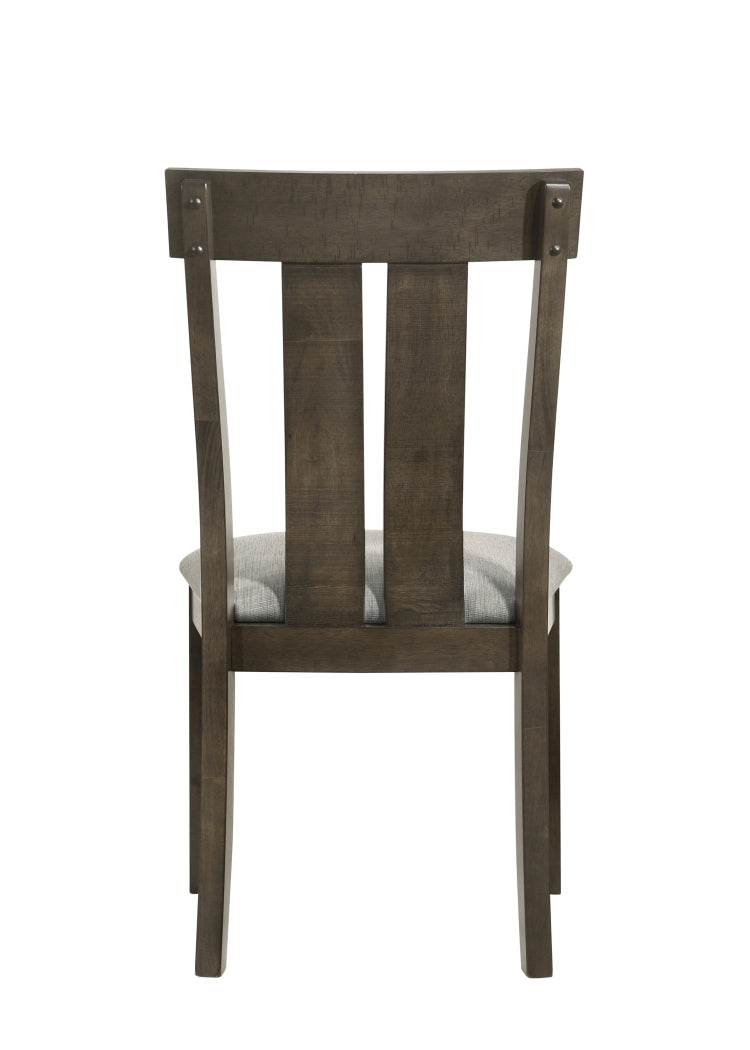 2Pc Rustic Upholstered Dining Chairs Rich Wood Finish Wooden Dining Room Furniture Brown