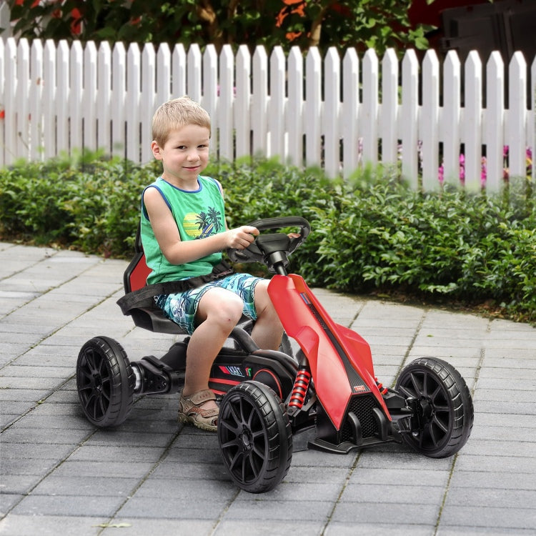 Aosom 12V Electric Go Kart For Kids, Outdoor Ride On Toy With Forward Backward Drive & Adjustable Speed, Gift For Child 3 8 Years Old, Red