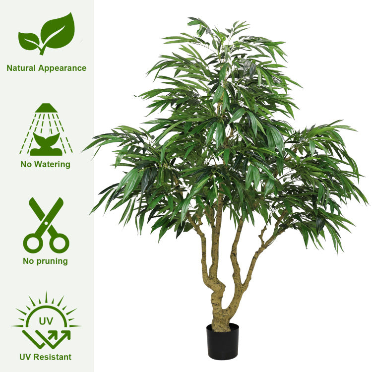 7Ft Artificial Willow Tree, Indoor Faux Slik Greenery Plant For Home, Apartment, Or Office Decoration, 1Pc Set
