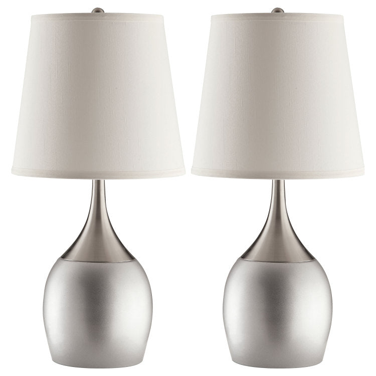 Droplet Silver Empire Shade Urn Table Lamp Set Of 2