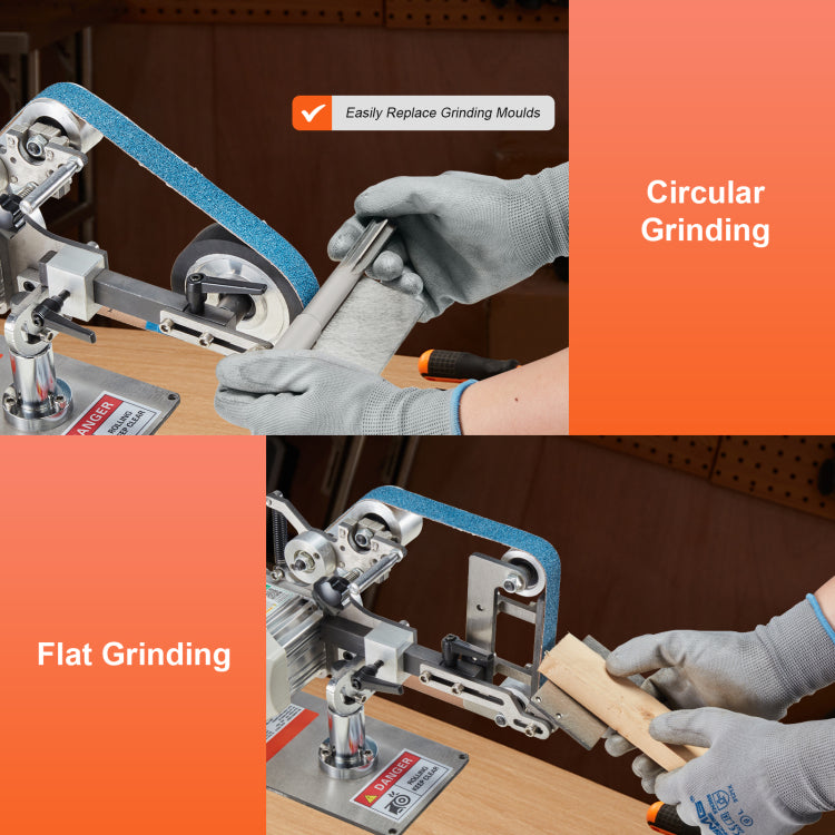 Belt Grinder Sander, 30 X 1 Inch Variable Speed Belt Polisher With Vfd, 550W Polishing Grinding Machine With 2 Grinding Moulds & 3Pcs Sanding Belts For Metalworking, Knife Making