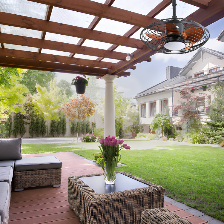 20 Inch Downrod Mount Led 18W 3Cct 5 Abs Blades Dc Motor With Hanging And Hook For Outside Patios Pergola
