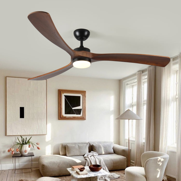 72 Inch Solid Wood With Lights And Remote Control Indoor Outdoor 3 Wooden Blades Modern For Porch Living Room Bedroom