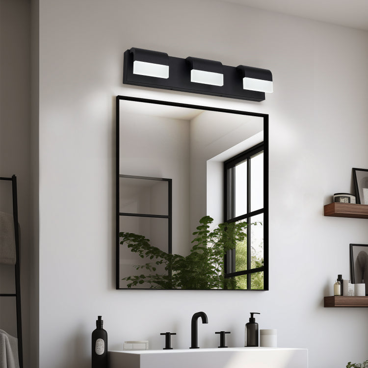 Led Contemporary Vanity Lights Fixture Bathroom Wall Light Over Mirror Matt Black 3 Lights Dimmable