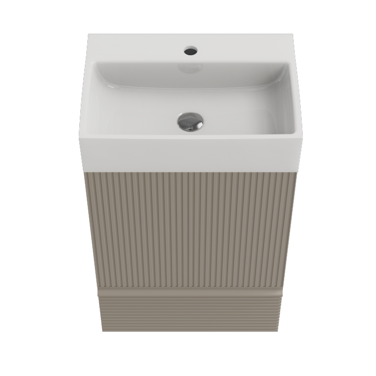 Gada 20" Striped Beige Bathroom Vanity With Ceramic Sink, Freestanding Bathroom Cabinet For Modern Bathroom, One Piece White Ceramic Basin Without Drain And Faucet, Kd