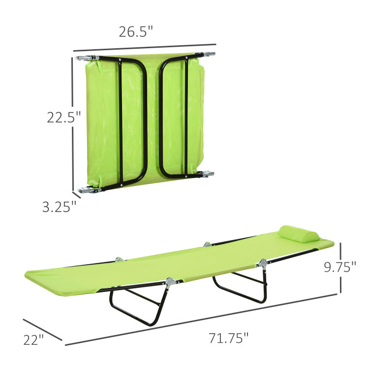 Outsunny Folding Chaise Lounge Chair, Pool Sun Tanning Chair, Outdoor Lounge Chair With Reclining Back, Mesh Seat, Headrest For Beach, Yard, Patio, Green
