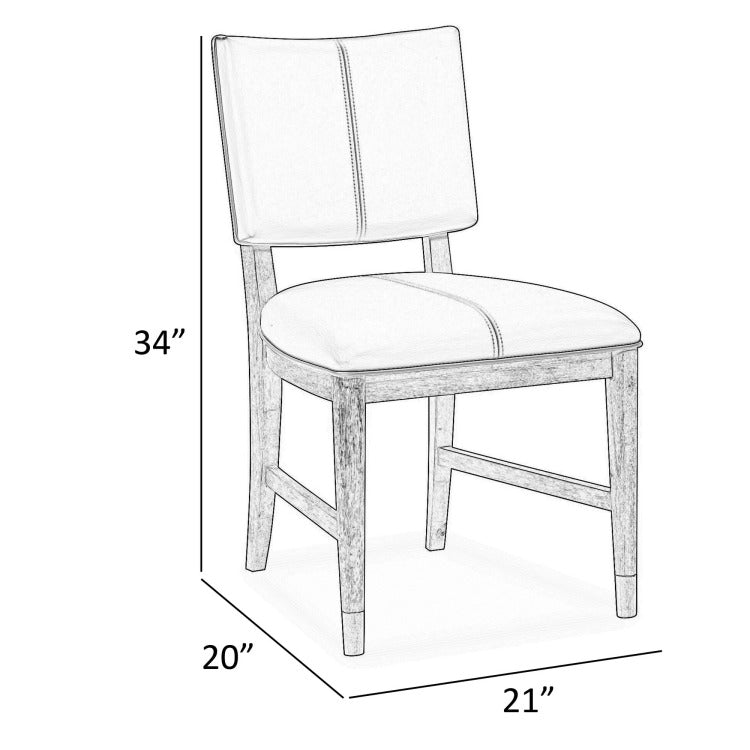 20 Inch Dining Chair, Faux Leather, Muted Natural Brown Wood Legs, Set Of 2, Gray