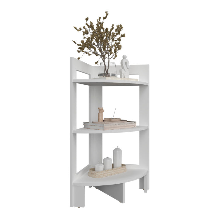 Side Table 31.70" H, With 3 Shelves, 3 Legs, White