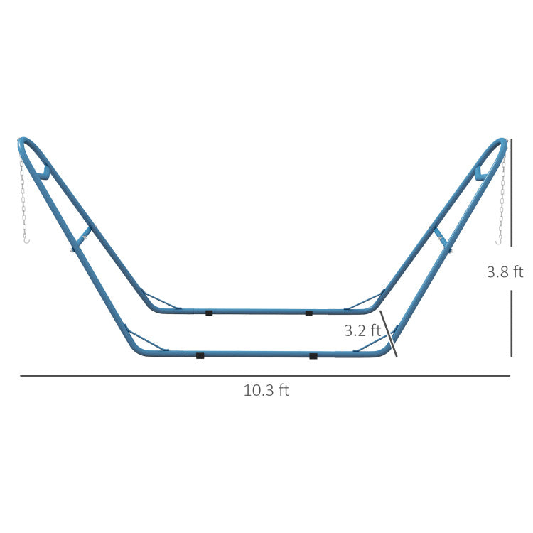 Outsunny Hammock Stand For 2 Person, Portable Adjustable Steel Frame Hammock Stand With Weather Resistant Finish, For 9 14Ft Hammocks, 10.3', 550 Lbs. Capacity, Blue