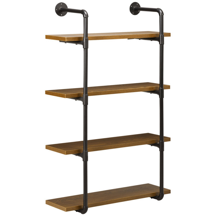 Rack Industrial Pipe Shelves Floating Wall Mounted Bookshelf, Metal Frame Display Rack