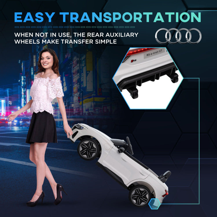 Aosom Kids Ride On Car, 12V Licensed Audi Rs E Tron Gt 3.1 Mph Electric Car For Kids, Ride On Toy For Boys And Girls With Remote Control, 4 Wheels With Suspension, Horn, Music, Lights, White