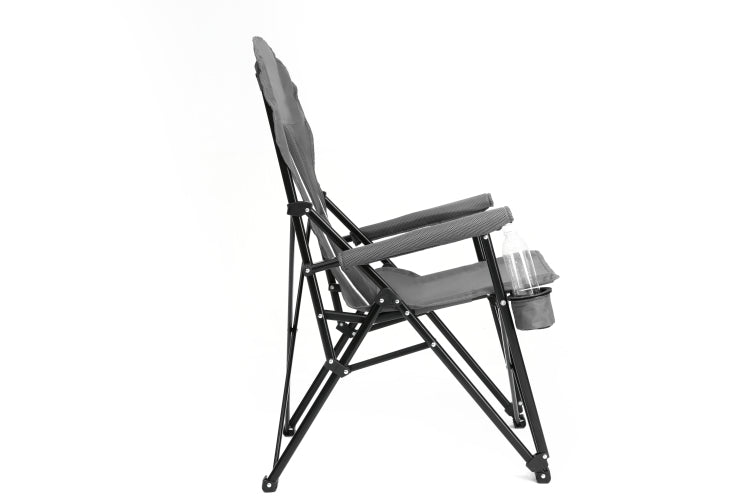 High Back Heavy Duty Lawn Chair Support 250Lbs, Portable Collapsible Chair With Cup Holder Grey