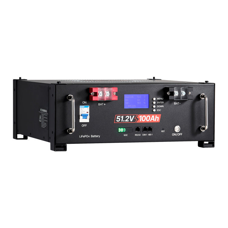 48V 100Ah Lifepo4 Lithium Battery, Built In 100A Bms, 51.2V Server Rack Lifepo4 Battery With Bluetooth, 5.12Kwh Capacity, Max 6000 Cycles, Lcd Display, For Off Grid, Solar System, Backup Power