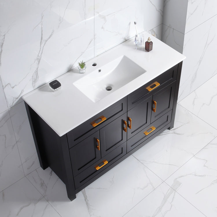 48" Black Bathroom Vanity With Ceramic Sink Combo, Abundant Storage Cabinet 4 Soft Close Doors And 4 Drawers