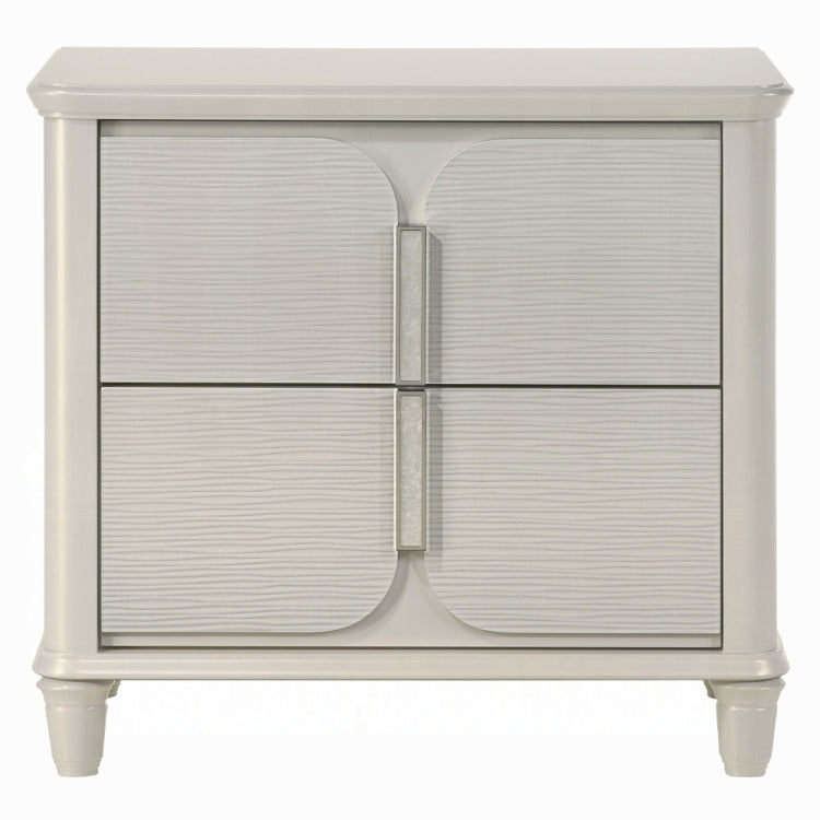 Pearl White Finish Luxury Glam Nightstand Of 2 Drawers Wooden Bedroom Furniture 1Pc