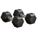 Soozier 2 X 15Lbs Hex Dumbbell Set Of 2, Rubber Weights Exercise Fitness Dumbbell With Non Slip Handles, Anti Roll, For Women Or Men Home Gym Workout
