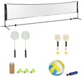 Soozier 17Ft Portable All In One Badminton Set, Pickleball And Volleyball Net, Height Adjustable Outdoor Sports Set For Backyard Beach Driveway Games