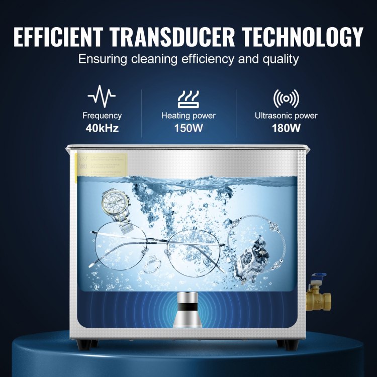 Commercial Ultrasonic Cleaner 6L Professional Ultrasonic Cleaner 40Khz With Digital Timer&Heater 110V Excellent Cleaning Machine For Watch Instruments Industrial Parts Excellent Cleaner Solution