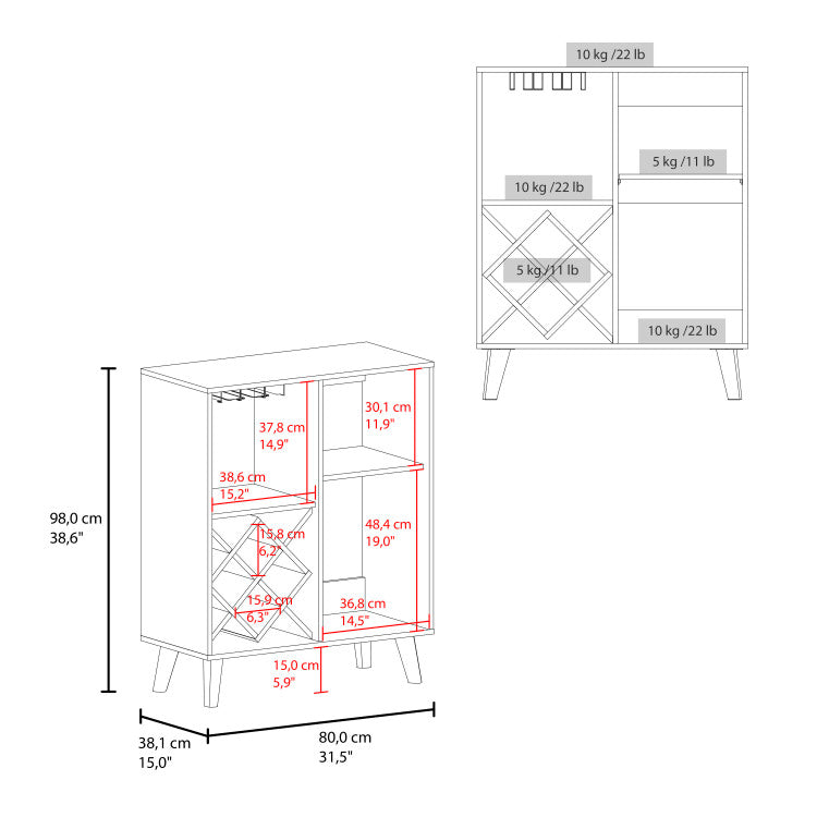Cave Low Modern Bar Cabinet With Open Storage For Living Room Or Entertainment Areas