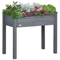 Outsunny Raised Garden Bed With Legs, 34" X 18" X 30", Elevated Wooden Planter Box, Self Draining With Bed Liner For Vegetables, Herbs, And Flowers Backyard, Patio, Balcony Use, Dark Gray
