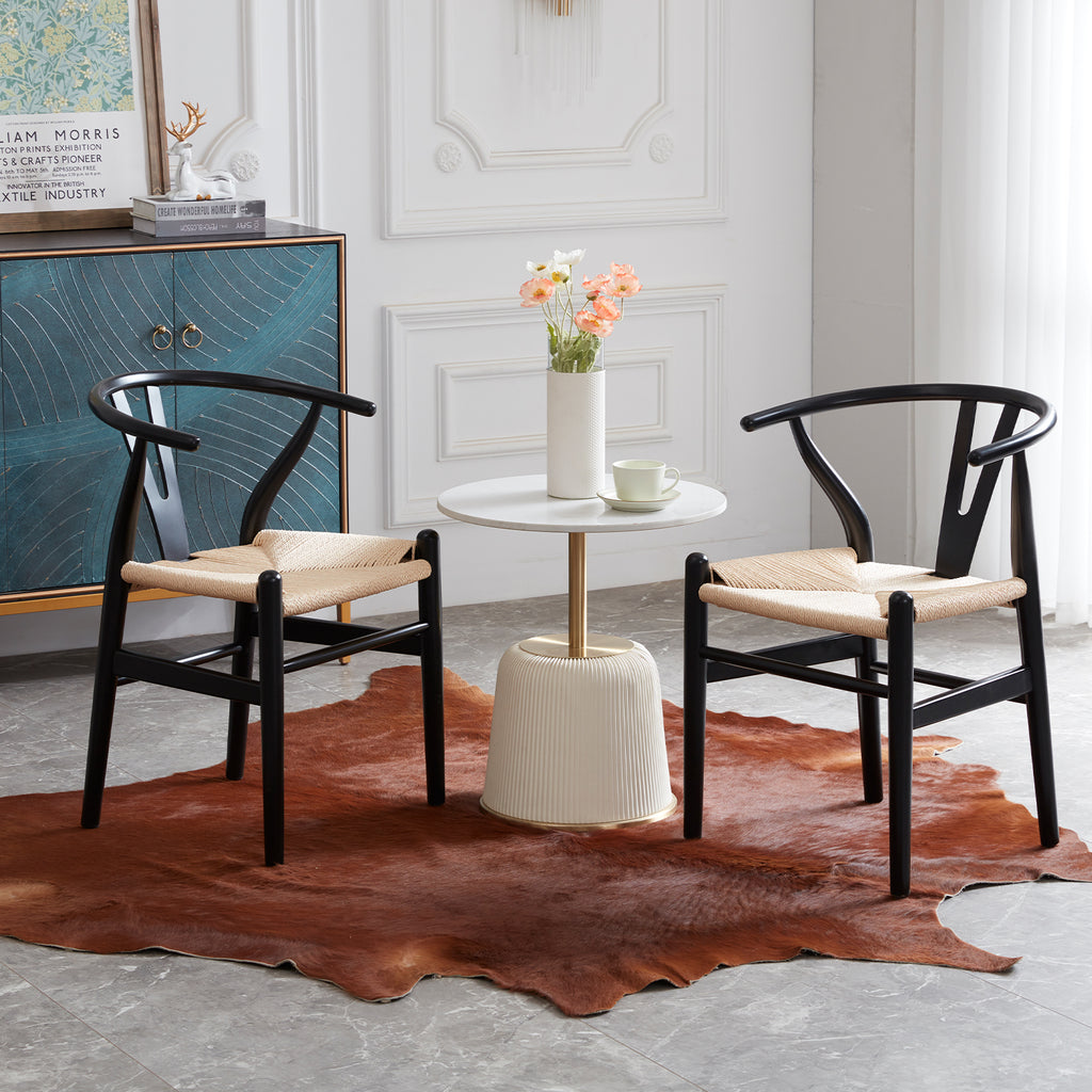Two Wood Wishbone Dining Room Chairs Mid Century Modern Wooden For Your Beach House, Fully Assembled