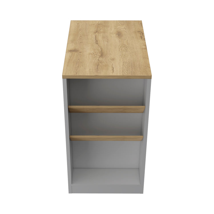Kitchen Island 41" H, 2 Bottle Organizer And Shelf, White Macadamia