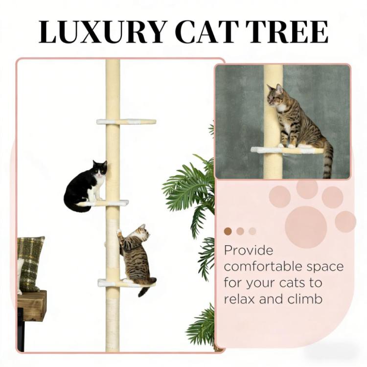 Cat Tree,4 Tier Floor To Ceiling Cat Tree