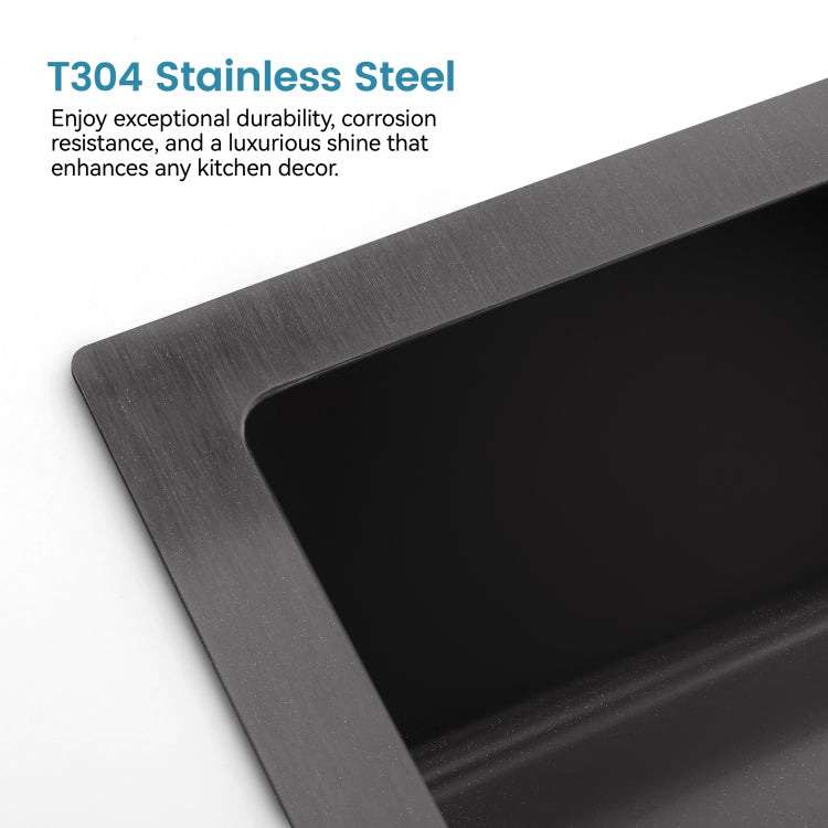 Stainless Steel Kitchen Sink, 27 X19 Single Bowl, Undermount Handmade Sink In Black, With Us Standard Drain And Hook