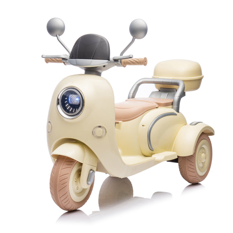 12V Two Motors Kids Ride On Level Up Two Seater Electric Motorcycle,Three Wheel Toy W Music,Bluetooth,Usb,Backseat Flip Adult Seat,Portable Storage Hooks&Oversized Trunk,Led Headlight For Kids 3 6