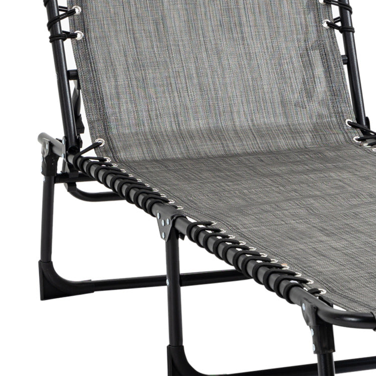 Outsunny Reclining Chaise Lounge Chair, Portable Sun Lounger, Folding Camping Cot, With Adjustable Backrest And Removable Pillow, For Patio, Garden, Beach, Grey