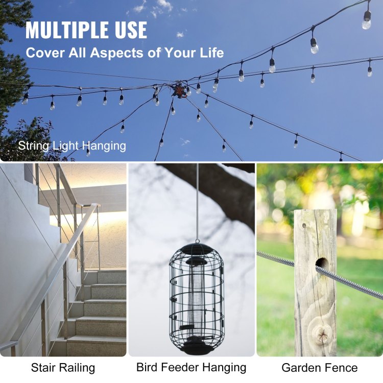 1 8 Stainless Steel Cable Railing 500Ft, Wire Rope 316 Marine Grade, Braided Aircraft Cable 7X7 Strands Construction For Deck Rail Balusters Stair Handrail Porch Fence